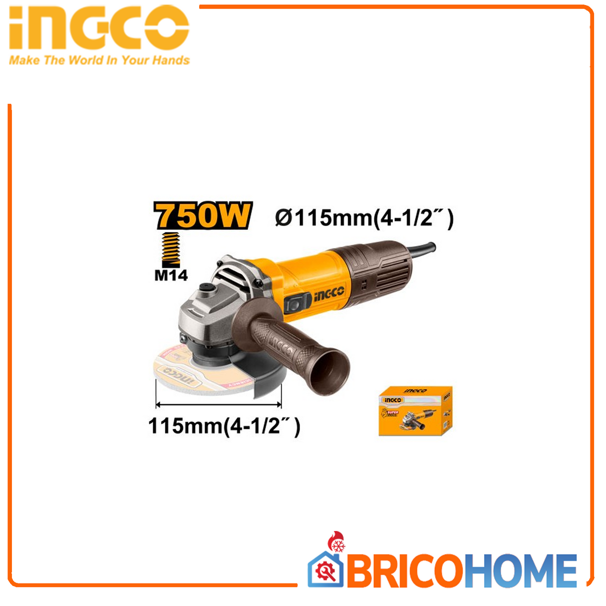 INGCO Smerigliatrice angolare 115mm 750W