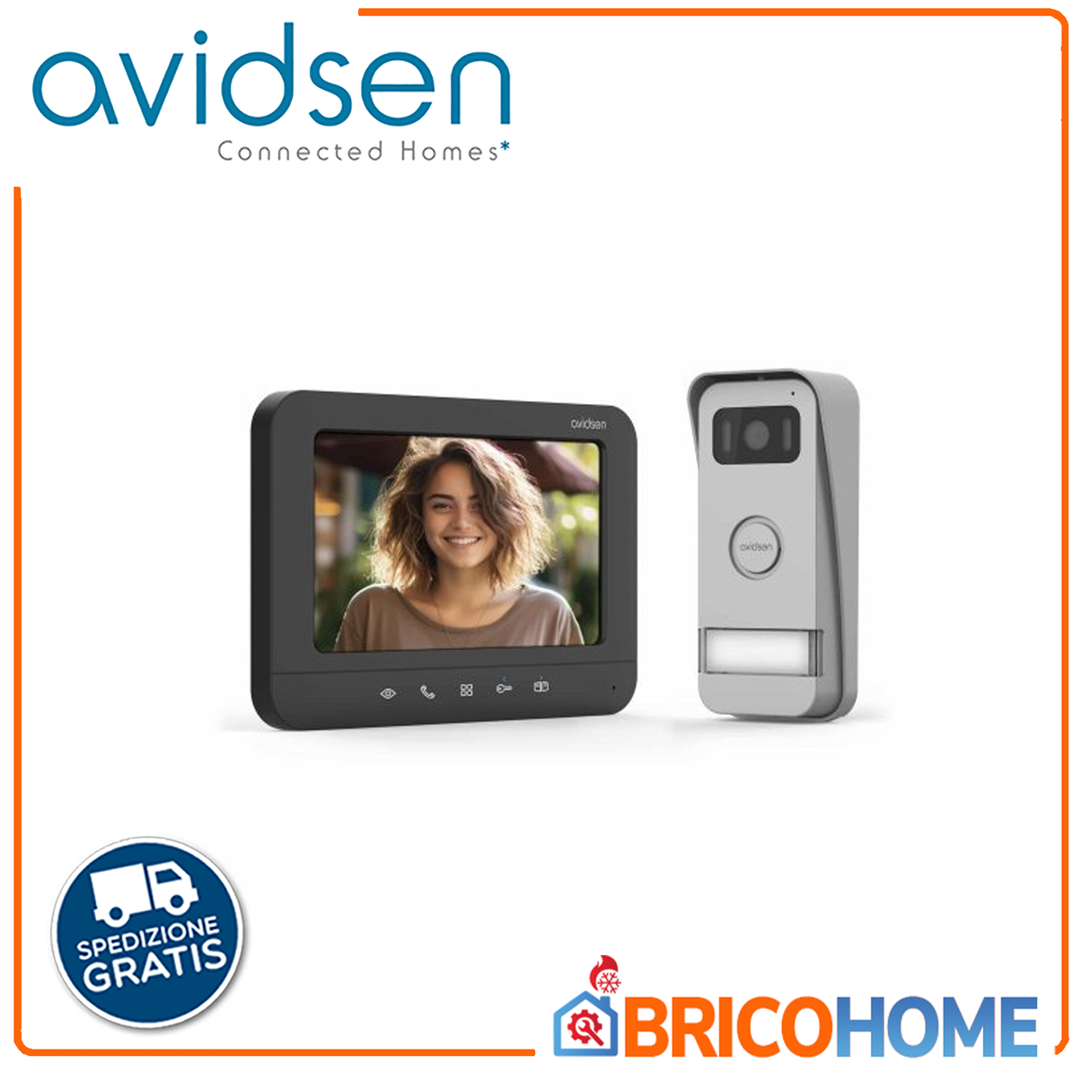 Avidsen Videocitofono a colori 2 fili con schermo 7'' Prima