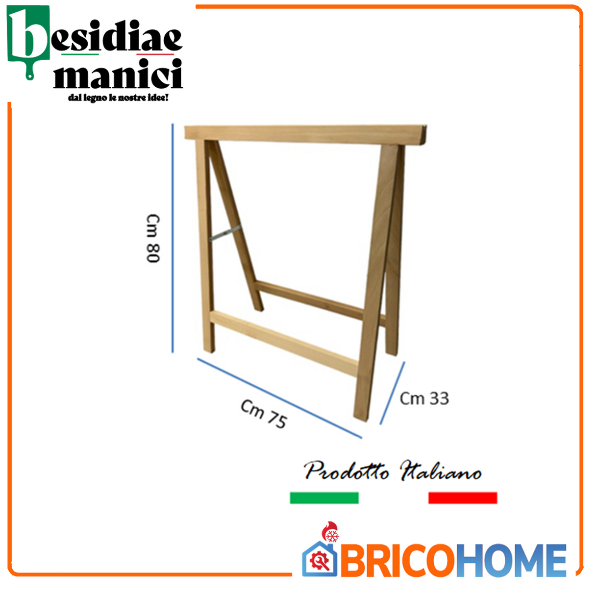 Cavalletto in faggio naturale 75 x 80 cm Made in italy uso professionale