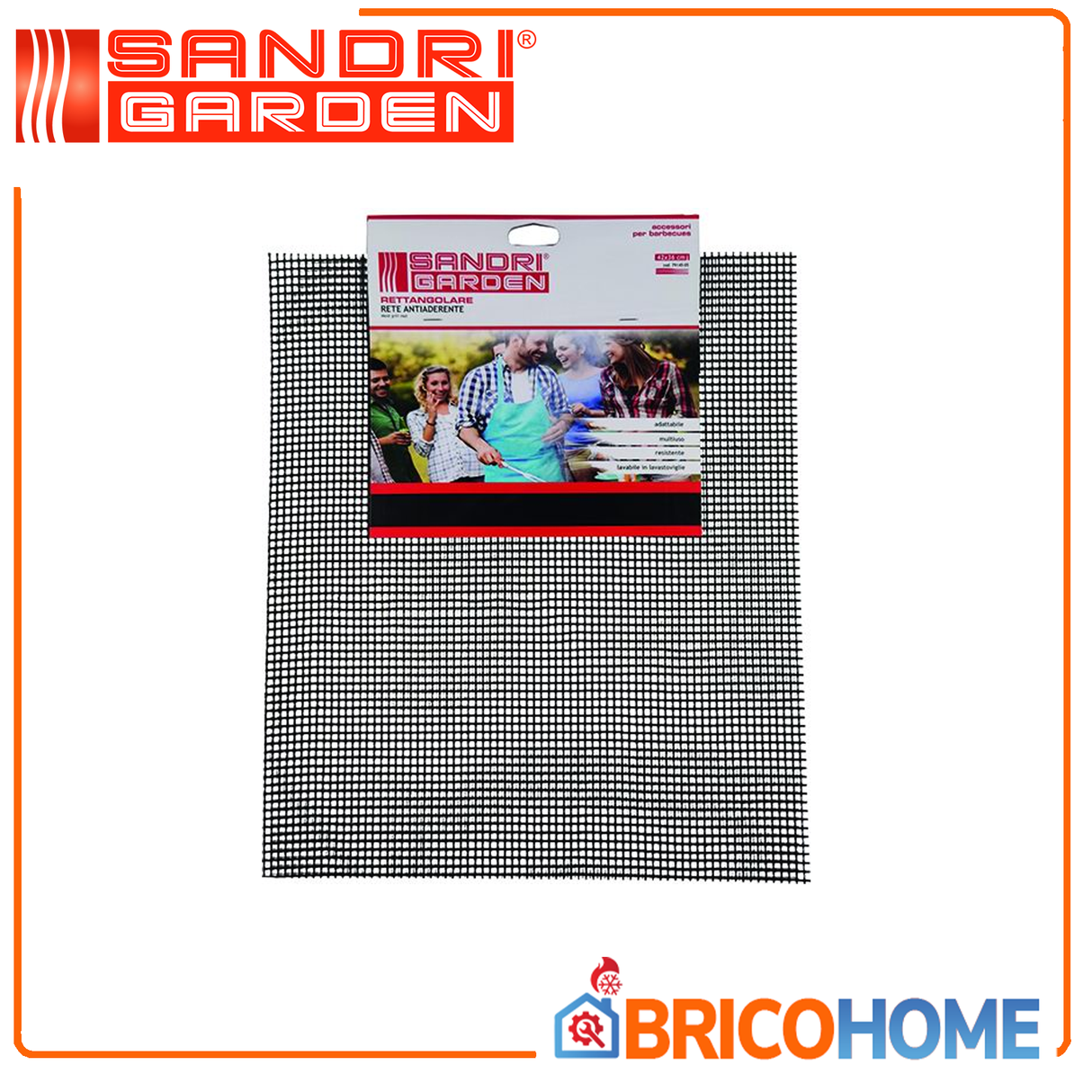 Rete antiaderente rettangolare per barbecue 42X36 cm - SANDRIGARDEN