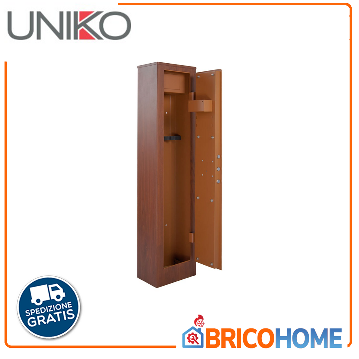 Armadio Portafucili finitura legno a 5 posti con Tesoretto KW-5T