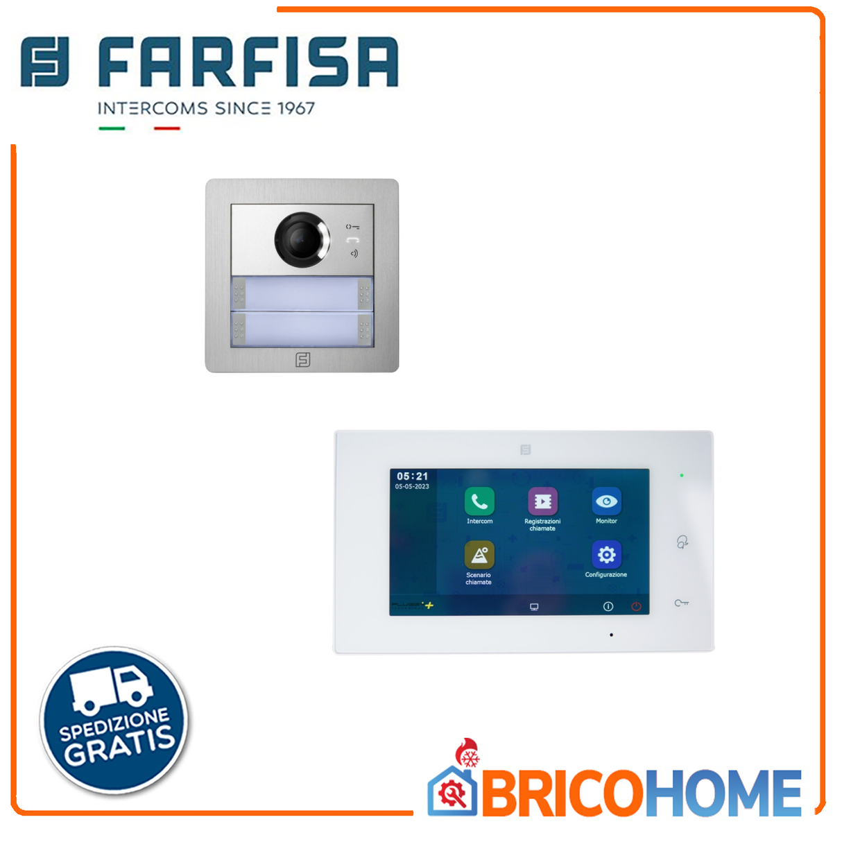 Kit videocitofono monofamiliare ''Pluggy Plus'' connesso wi-fi - 1SEPG+  FARFISA