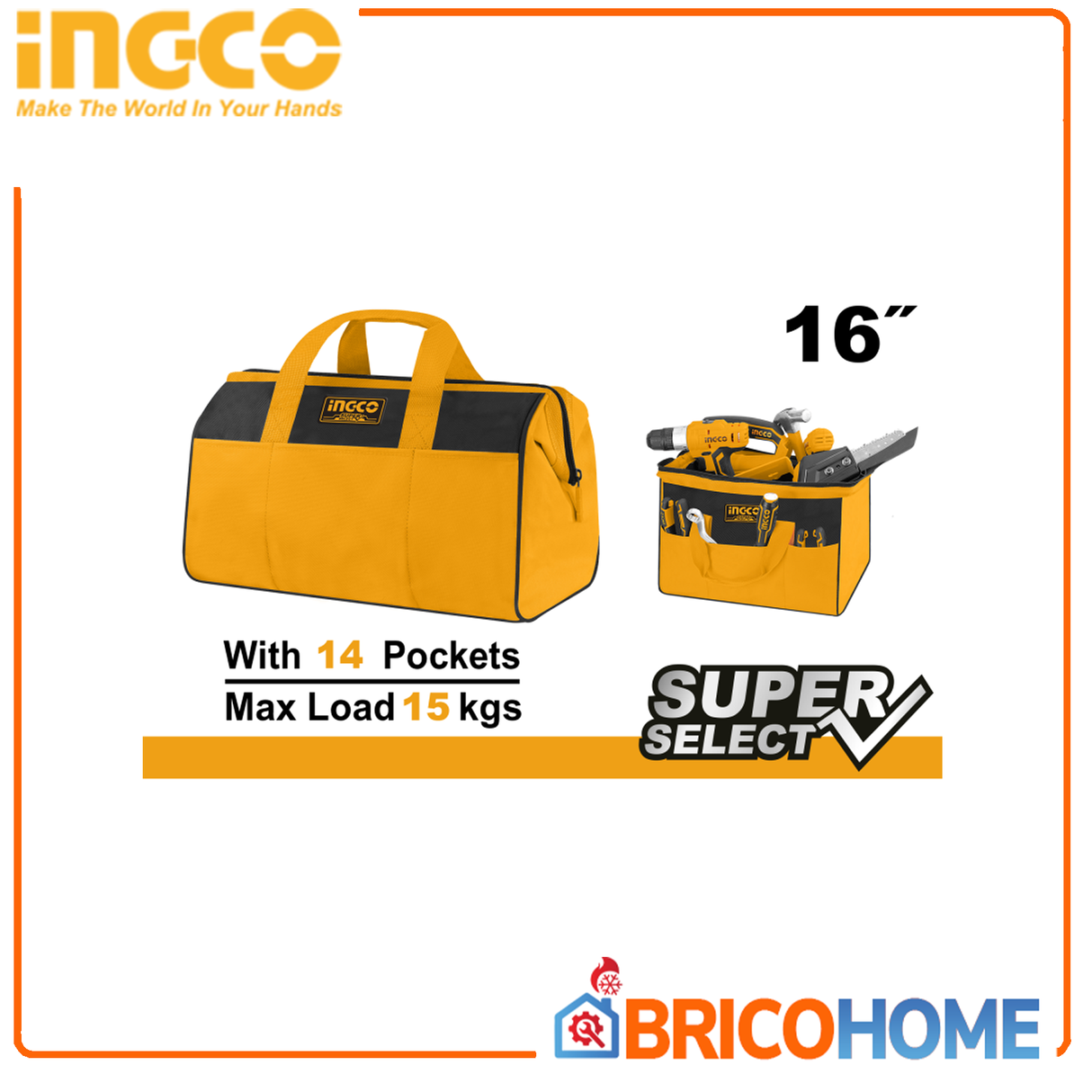 INGCO Borsa porta attrezzi 16" 42cm