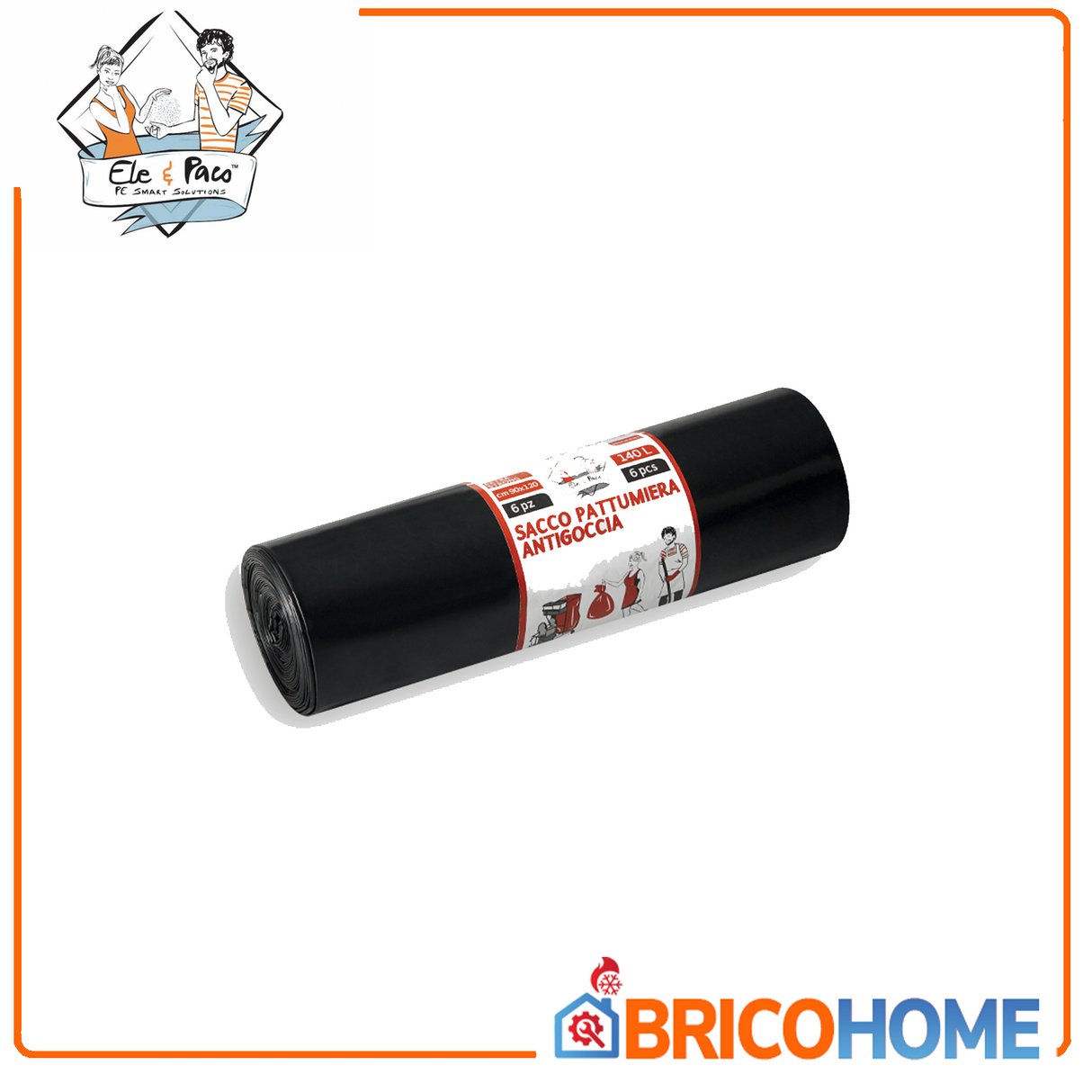 Sacchetti pattumiera antigoccia Extra Strong 90×120cm 140LT 80 micron 6PZ