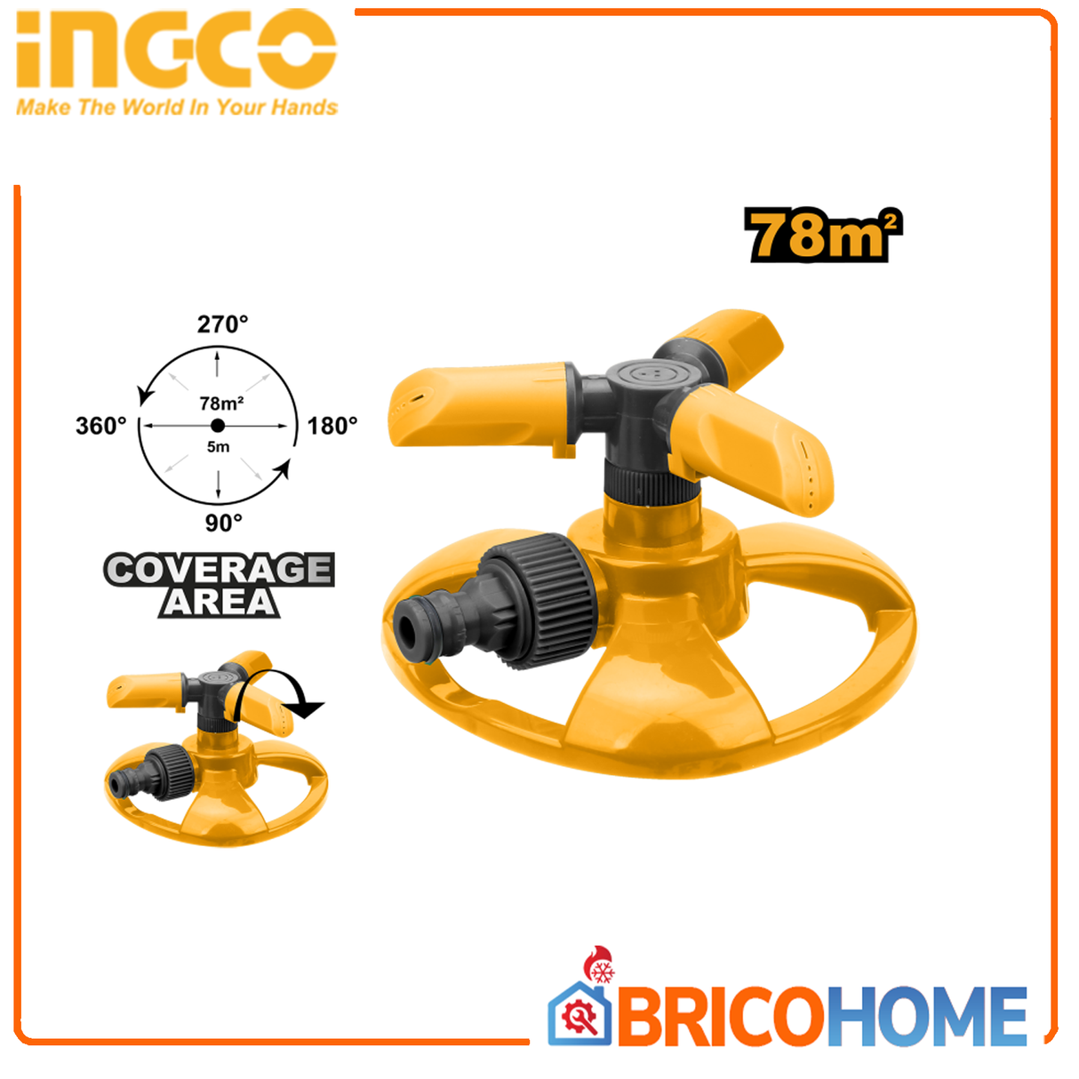 Irrigatore per giardino con tre bracci 360° - INGCO