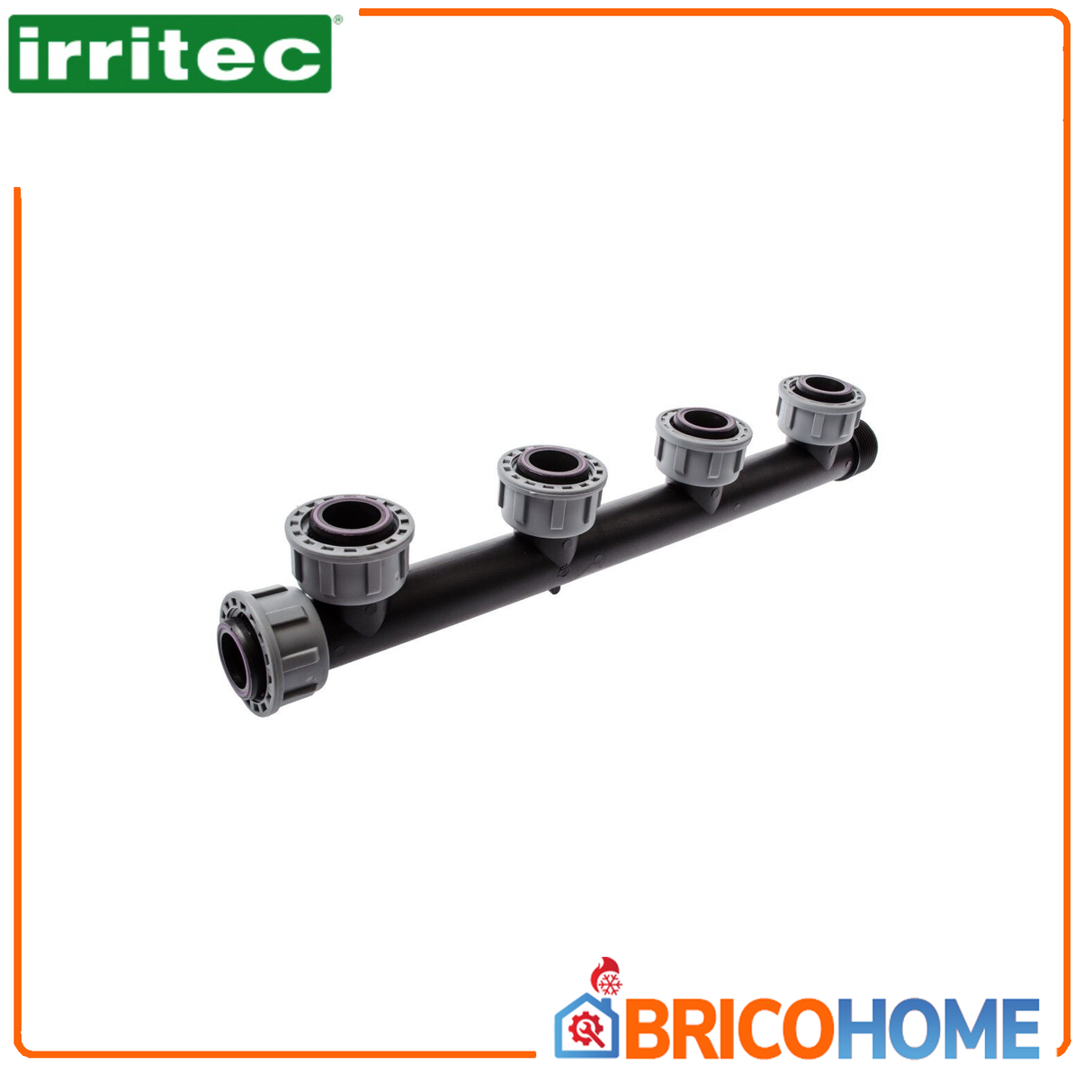 Collettore lineare per irrigazione preassemblato a 4 uscite misura 1" con ghiera