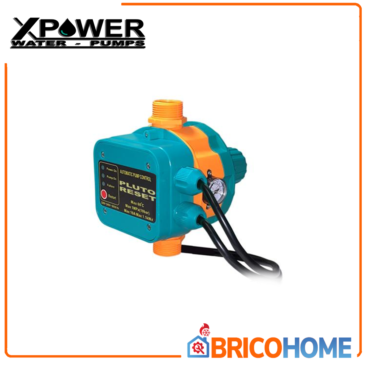 Presscontrol regolatore di pressione regolabile per autoclave cablato con manometro - PLUTO RESET