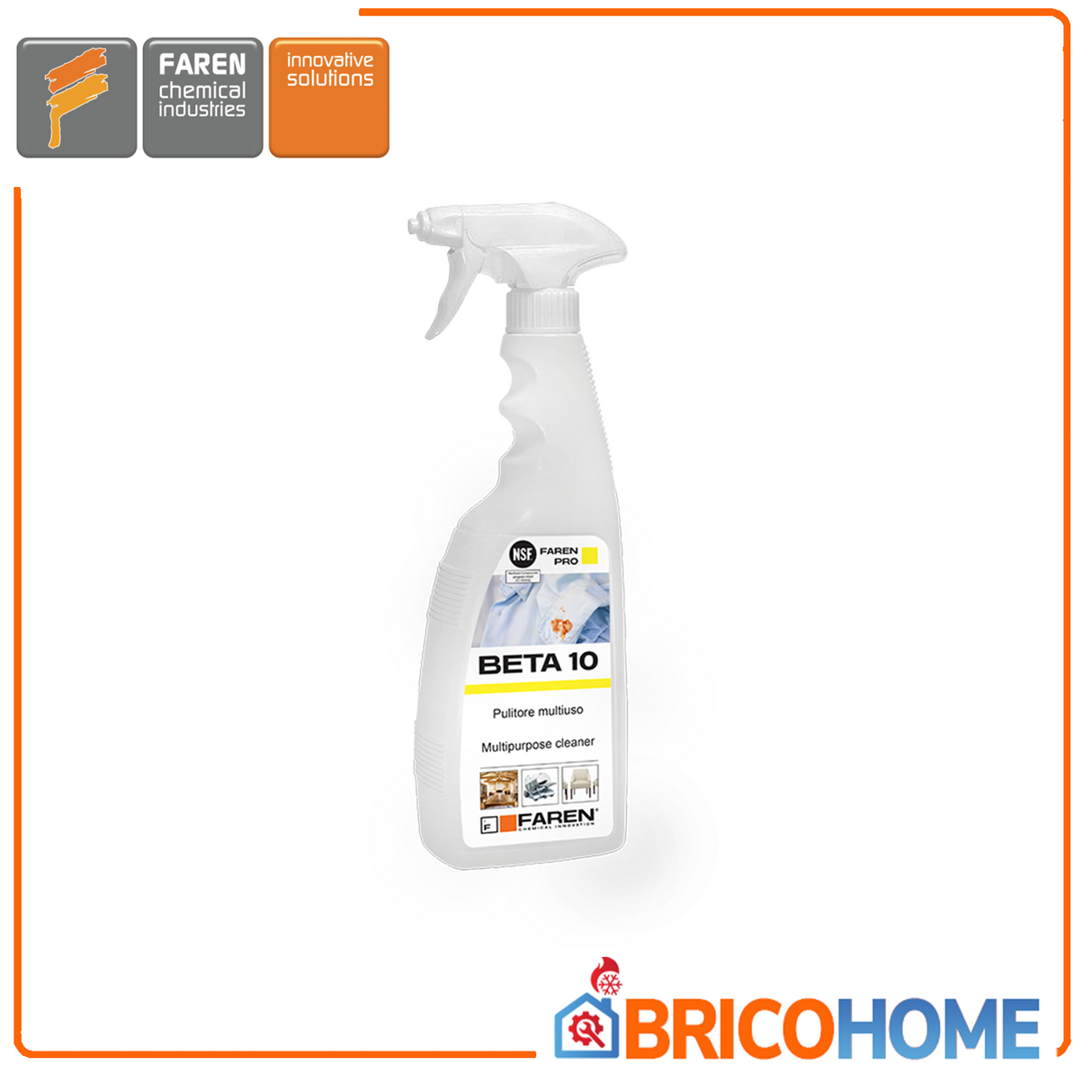 FAREN Pulitore multiuso tessuti plastiche metalli e legno BETA10 750ml
