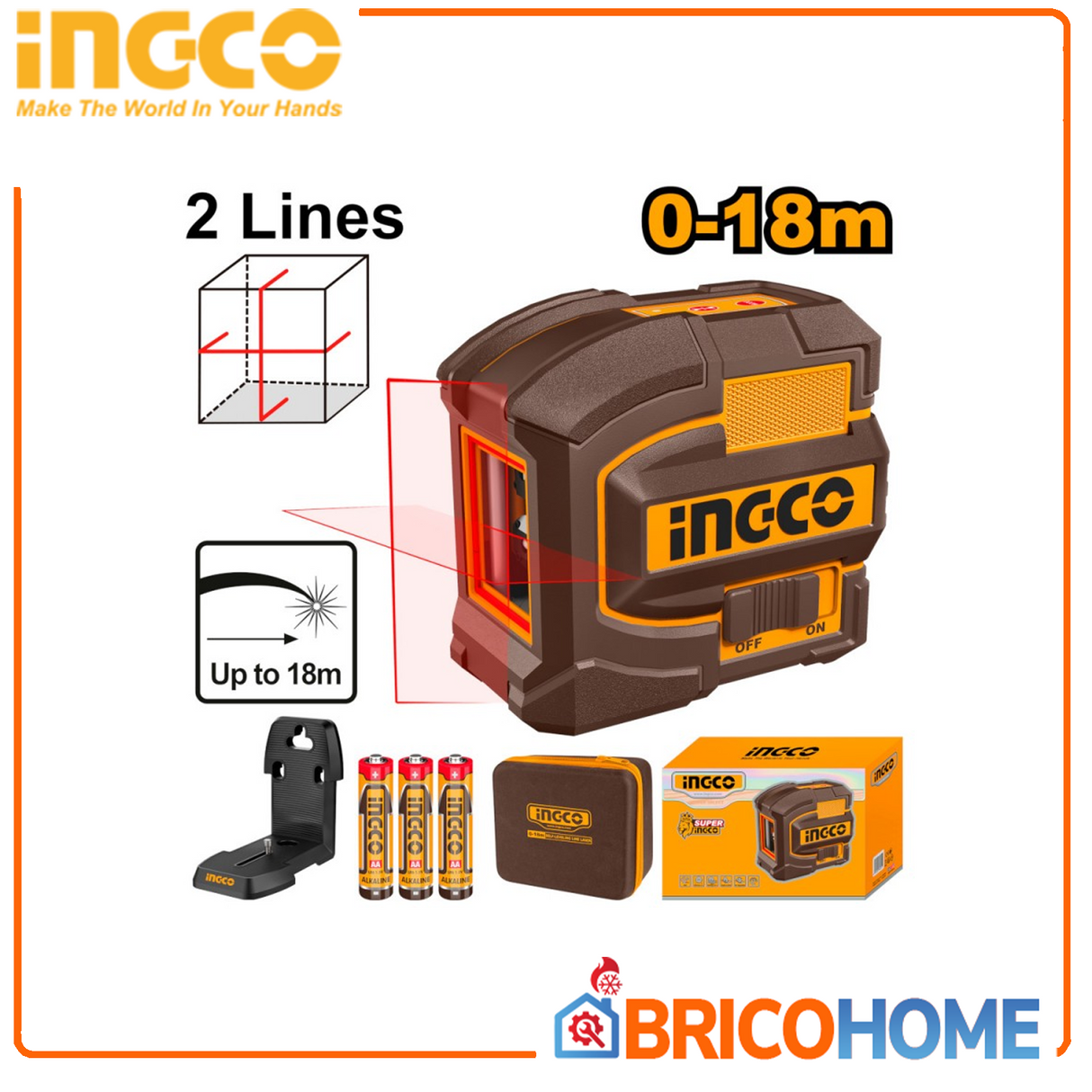 INGCO Livella Laser raggio rosso 0-18MT