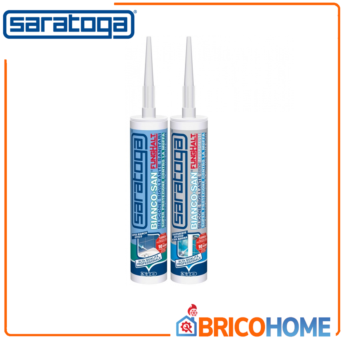 Saratoga Silicone Antimuffa specifico per sanitari, bagni e cucine Bianco-San