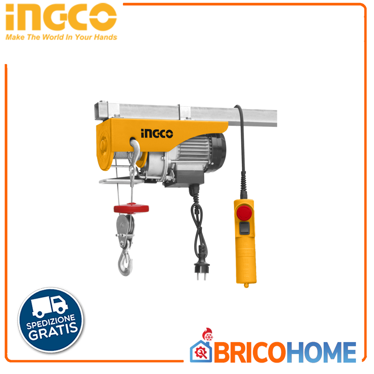 Paranco elettrico elettrocarrucola 250Kg 900W - Ingco