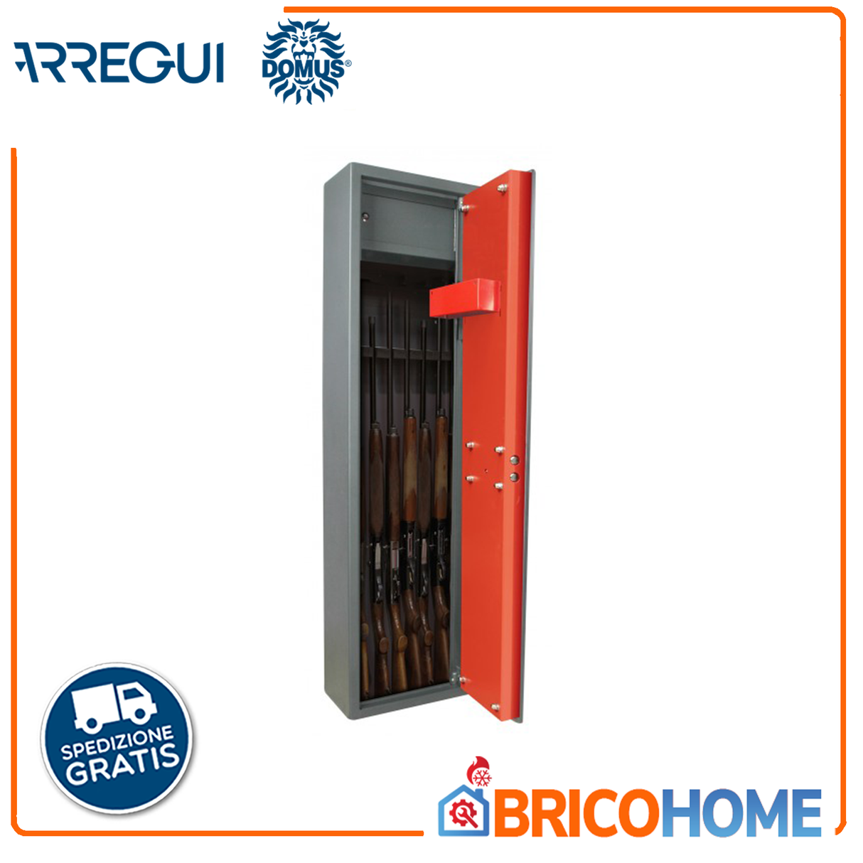 ARREGUI - Armadio Portafucili Braco ARM070335 | 7 Posti | Acciaio 2mm | Serratura EN1300 Classe A | Tesoretto