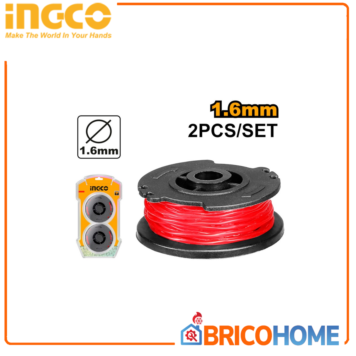 INGCO Bobina di ricambio filo per tagliaerba D. 1,6MM