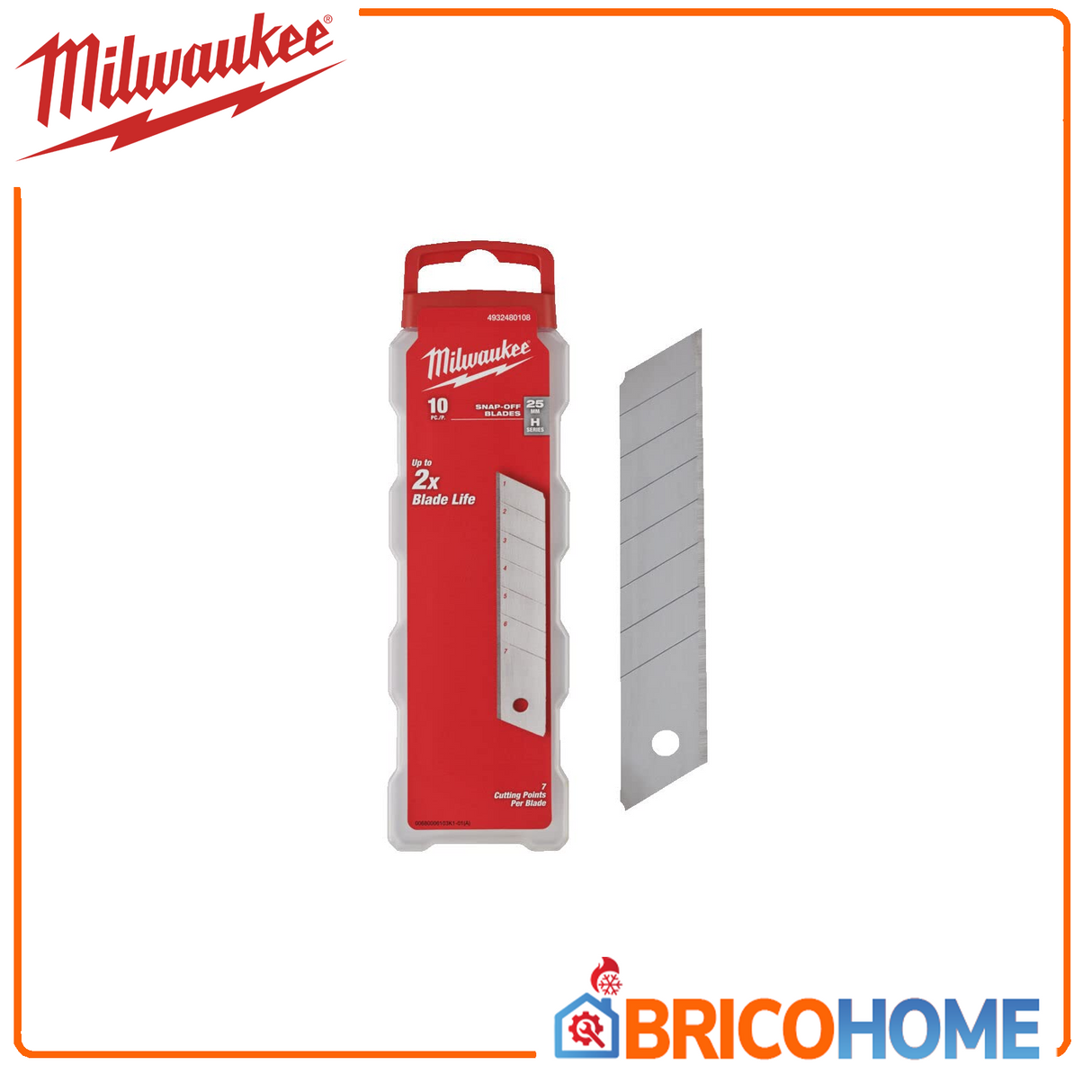 Lama di ricambio a spezzare per taglierino 25mm, 10 pezzi - MILWAUKEE