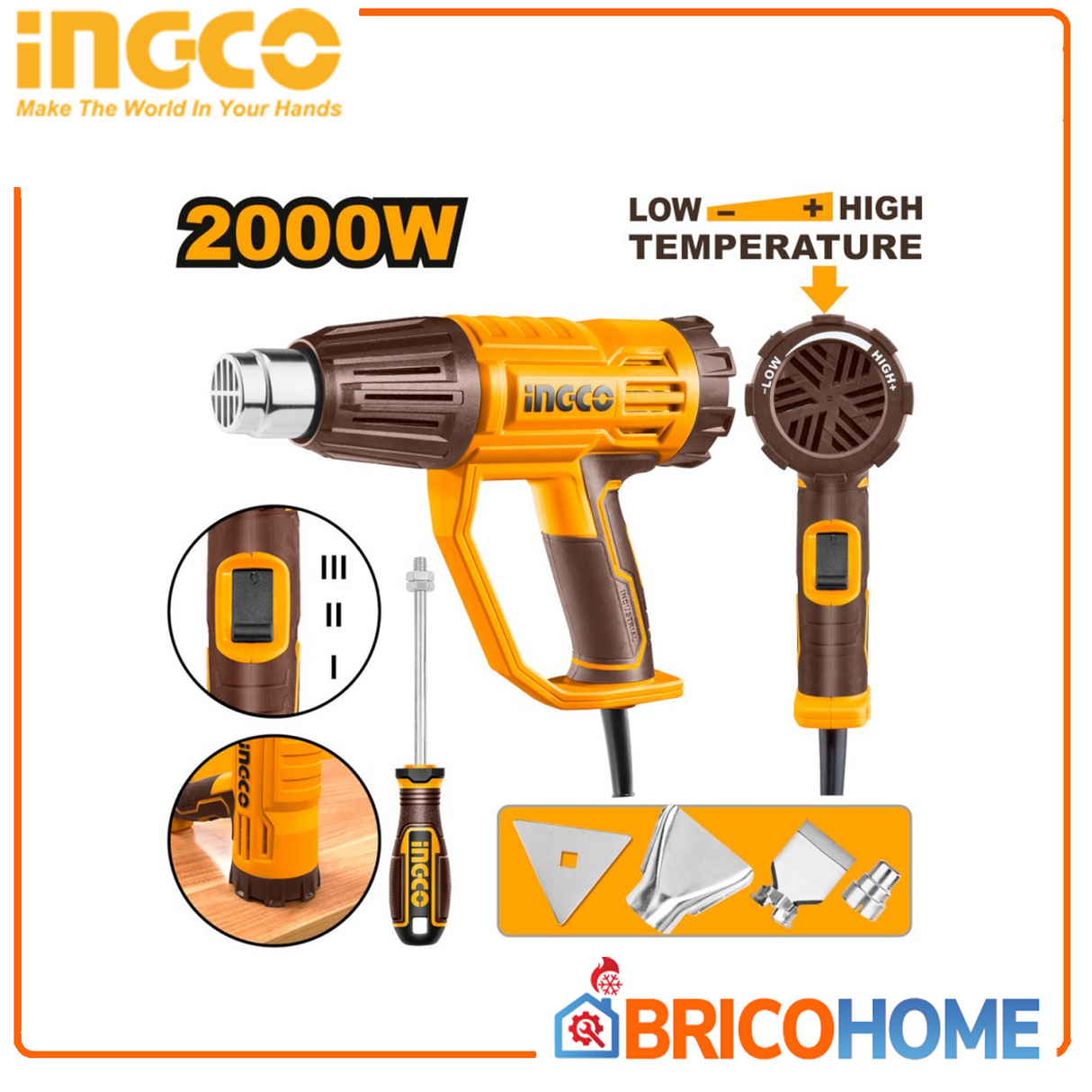 INGCO Termosoffiatore pistola termica professionale 2000 W