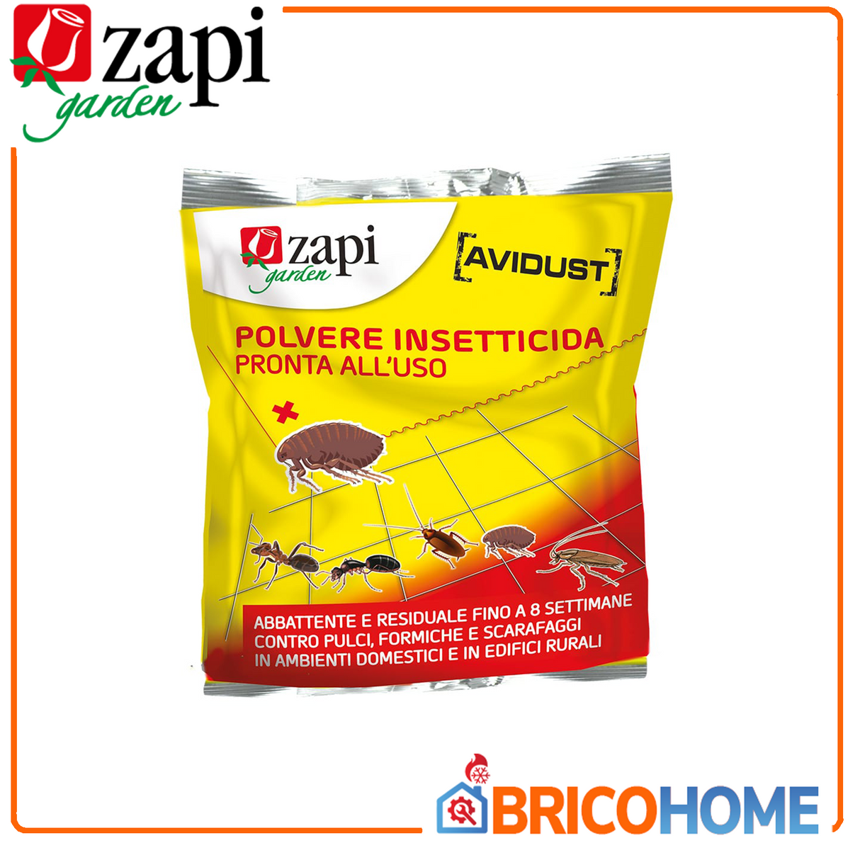 Zapi Garden - Avidust Insetticida in Polvere 1kg | Azione Residuale 8 Settimane | Scarafaggi Formiche Pulci Vespe