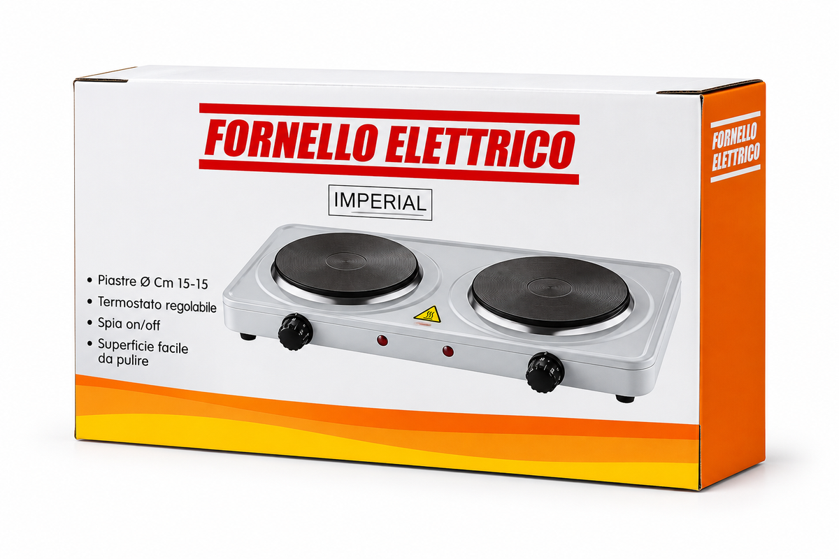 Imperial Fornello Elettrico Doppia Piastra - Confezione sfondo bianco