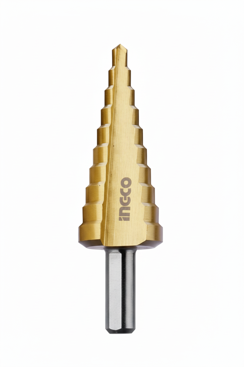INGCO punta trapano gradino 4-22mm HSS titanio sfondo bianco senza scritte
