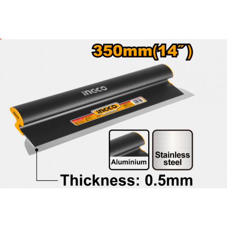 INGCO HSCL01401 lama per rasatura cartongesso 350mm in acciaio inox 0,5mm con impugnatura in alluminio