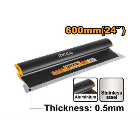 INGCO HSCL02401 lama per rasatura cartongesso 600mm in acciaio inox 0,5mm con impugnatura in alluminio