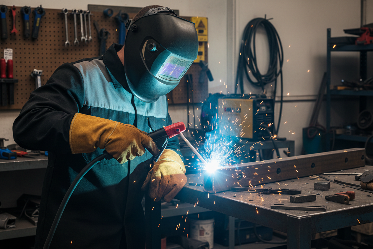 Portaelettrodo AWELCO 88300 in uso durante saldatura