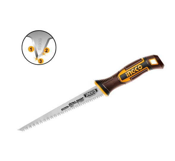 INGCO - Seghetto da Cartongesso 150mm HWBSW1506 | SK5 | 8 TPI | Tripla Dentellatura | Extra Sharp