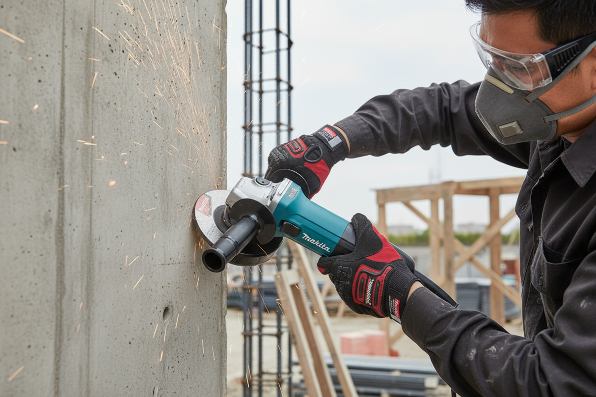 Smerigliatrice Makita GA4530R levigatura cemento cantiere