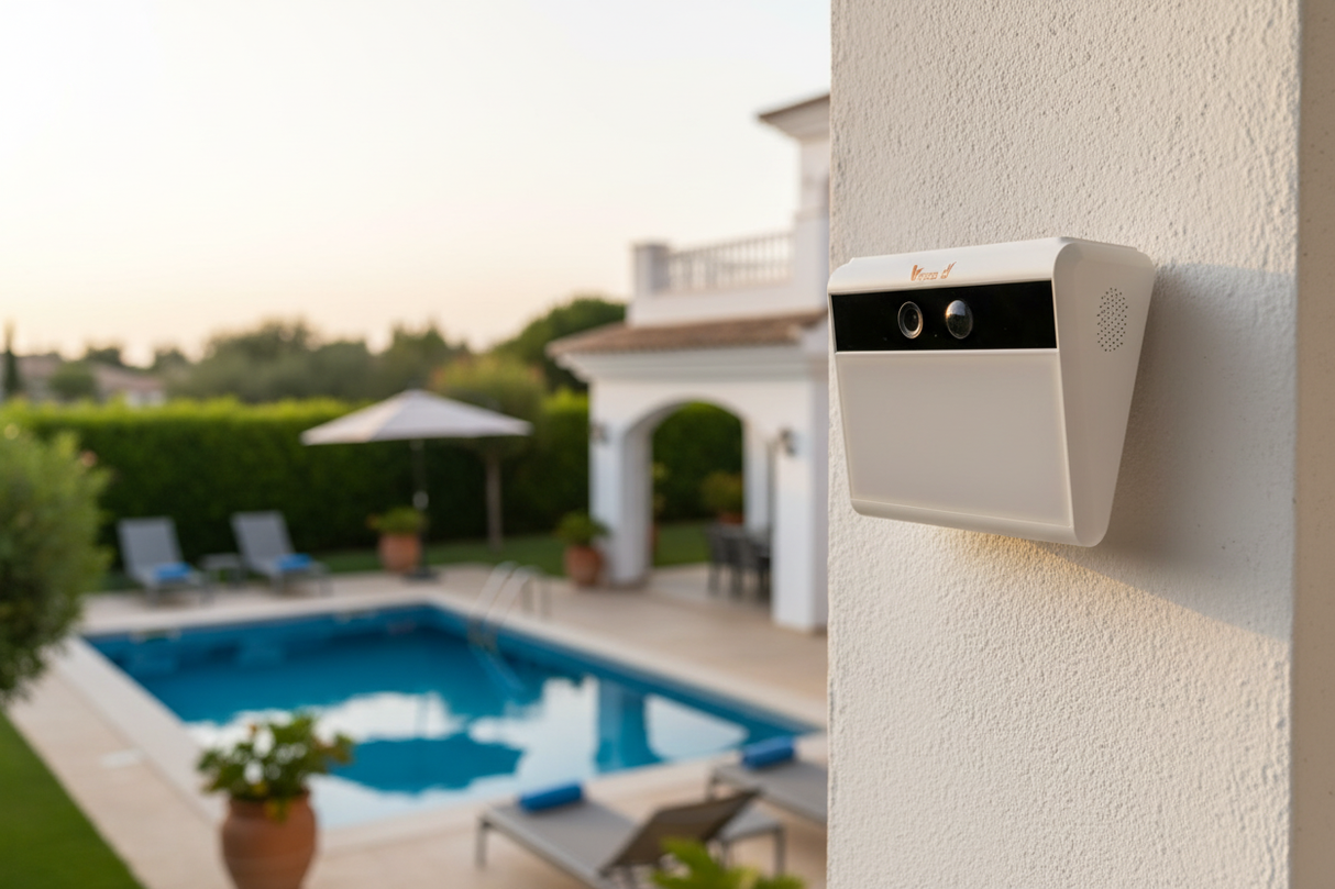 Telecamera Vinco solare monitoraggio giardino piscina sicurezza