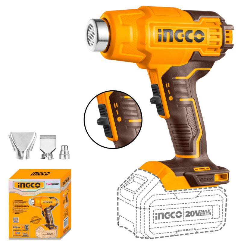 INGCO Termosoffiatore pistola termica a batteria 20V nudo ( solo corpo )