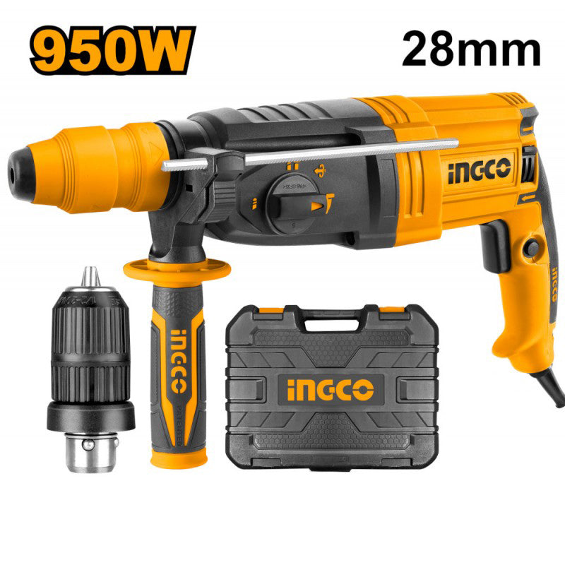 Trapano Tassellatore 950W con doppio mandrino e accessori - INGCO