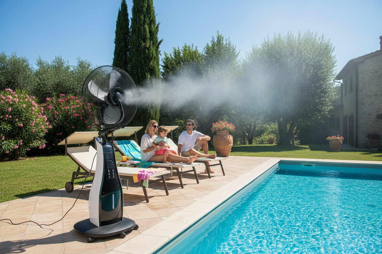 Ventilatore nebulizzatore Vinco nero piscina giardino