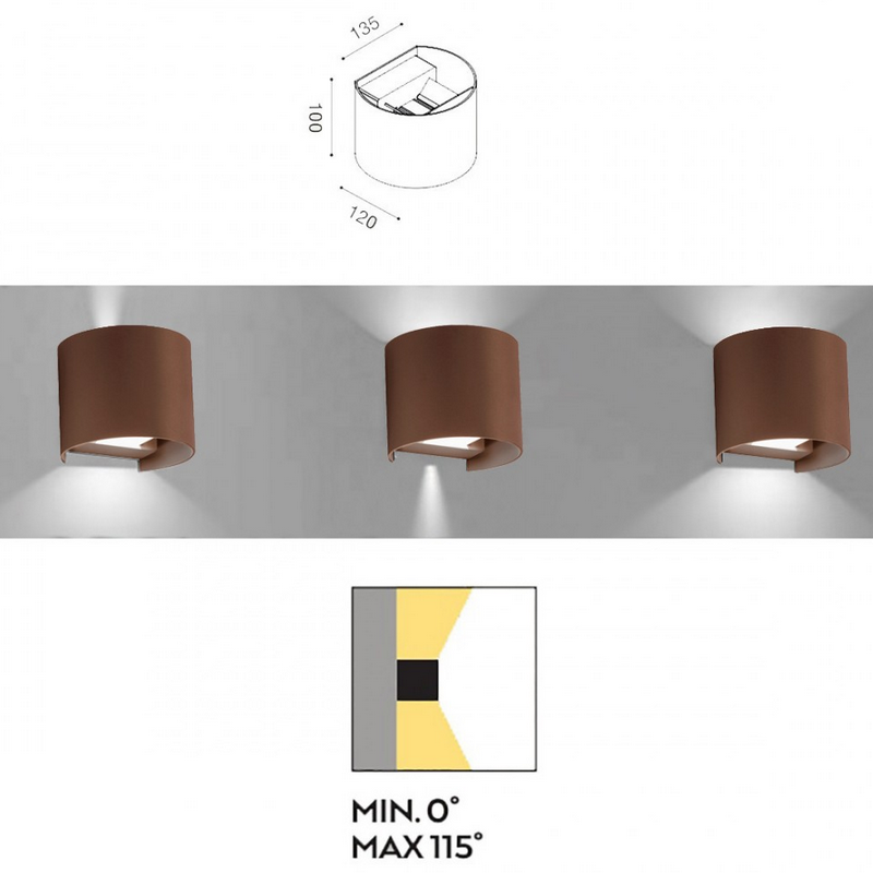 Applique alluminio Gea Led GES874 LED IP54 fascio regolabile lampada parete biemissione classica esterno - La Fattoria