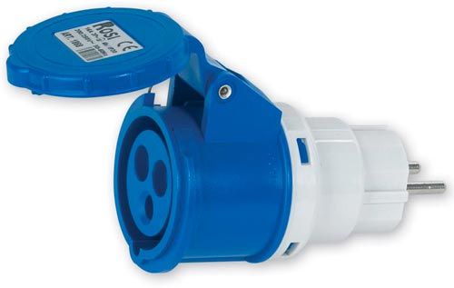 Adattatore civile/industriale spina schuko 16A - presa industriale blu 2P+T 16A 220V