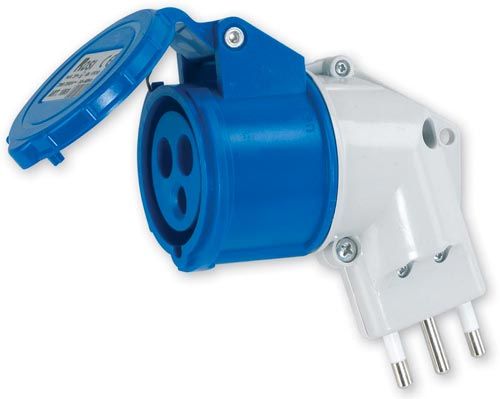 Adattatore industriale spina 16A + presa CEE 2P+T 220V