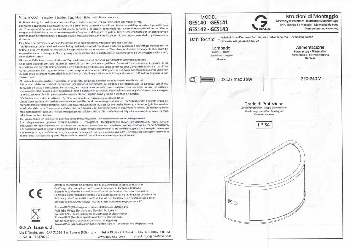 Semi-round wall lamp for outdoor E27 IP54