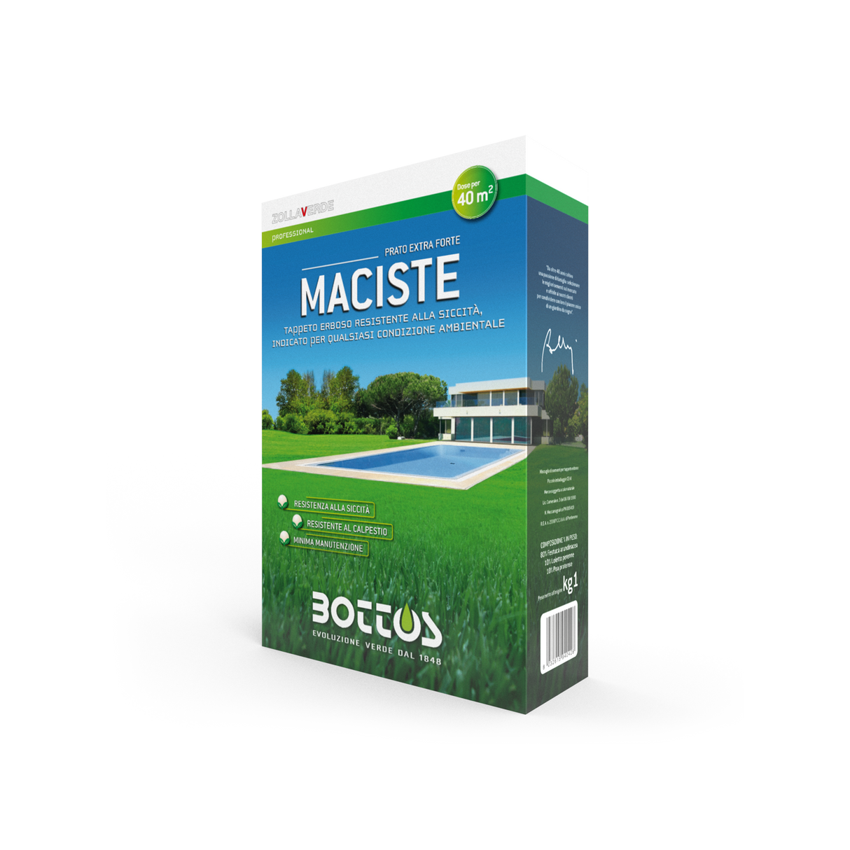 Maciste - Sementi per tappeto erboso - Ideale per zone aride - 1 Kg Bottos