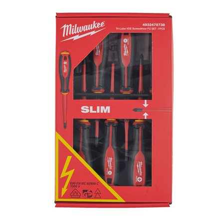 Giraviti isolati Milwaukee 1000V Tri-Lobe VDE Screwdriver PH SET - 7 pezzi