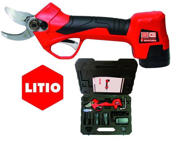 Bürstenlose Gartenschere Sandri Garden SG-FP LI – mit 2 14,4 V 2 Ah-Batterien