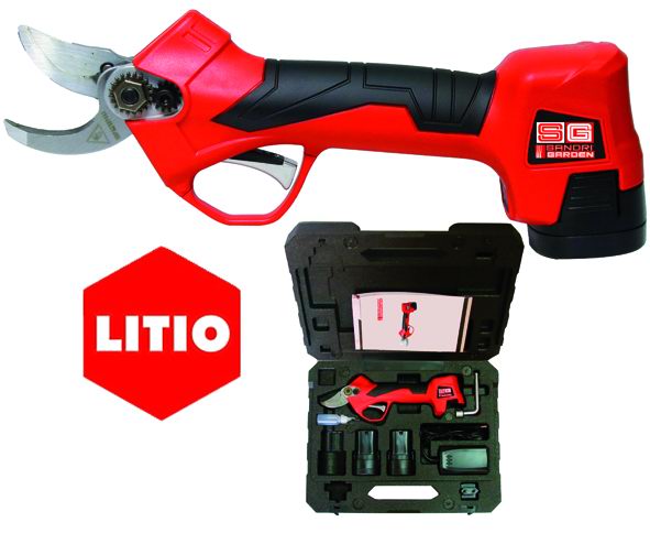 Bürstenlose Gartenschere Sandri Garden SG-FP LI – mit 2 14,4 V 2 Ah-Batterien