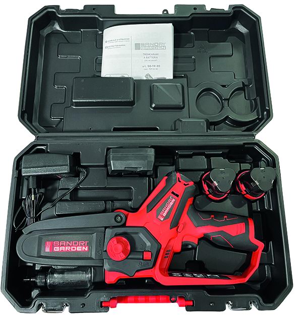 Mini elettrosega a batteria Sandri Garden SG-TR 20 12V - con 2 batterie 12V 2Ah