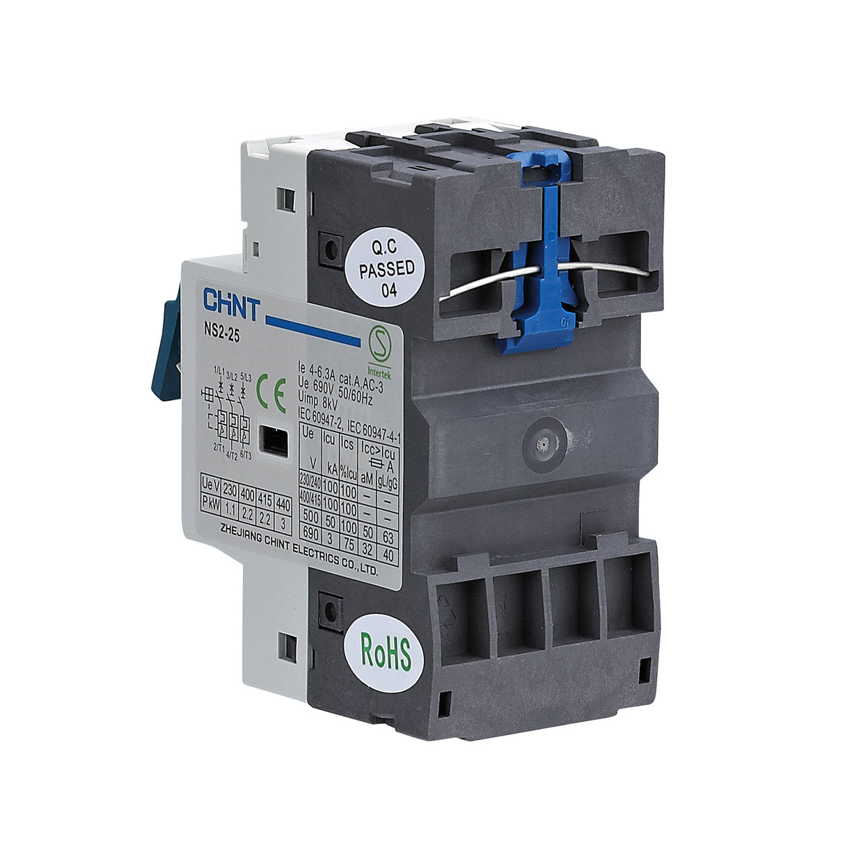 Salvamotore serie NS2-25 con comando a bilanciere 3P 4÷6,3A 100kA - CHINT