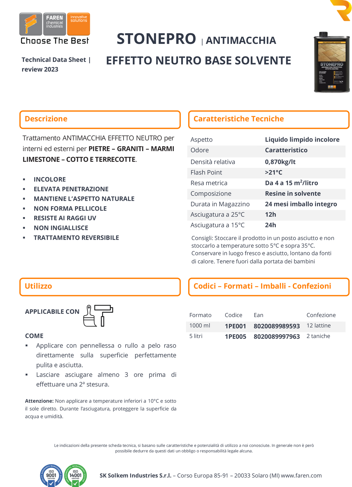 Stonepro FAREM neutraler Schutz gegen Flecken