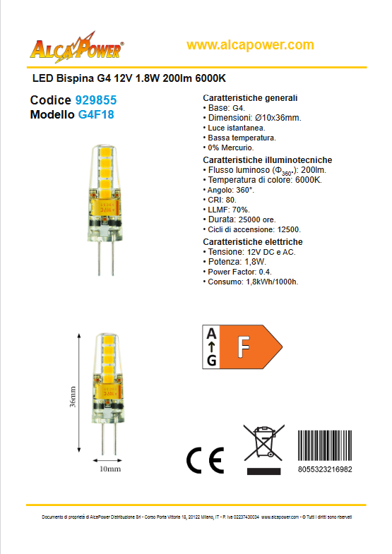 LED Bi-plug G4 12V 1.8W 200lm 6000K
