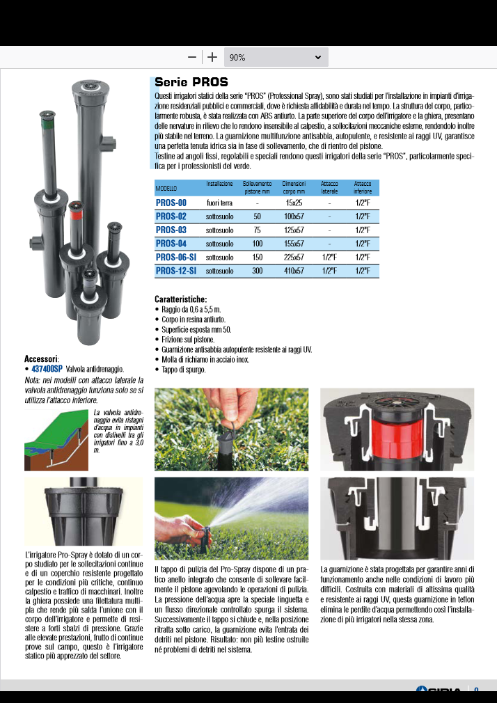 HUNTER Irrigatore statico PROS-04 attacco da 1/2" alzata 10 cm