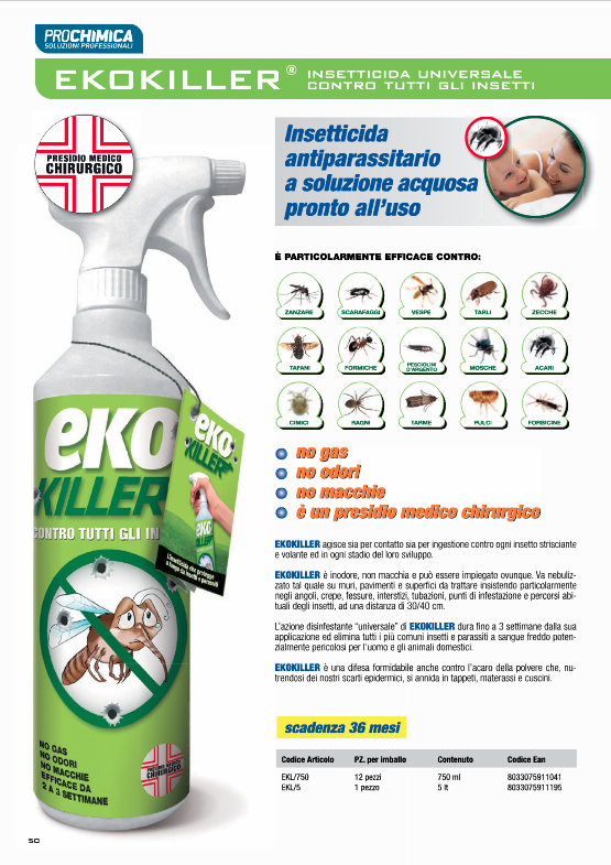 Universelles Insektizid gegen alle Insekten 750 ml EKOKILLER - Prochimica