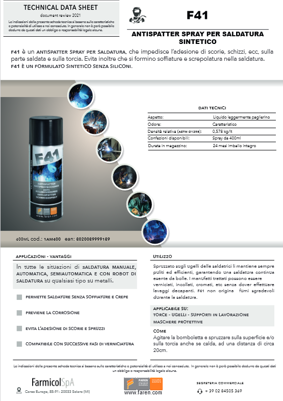 Synthetisches Antispritzmittel für Endlosdrahtschweißen 400ml F41 FAREN