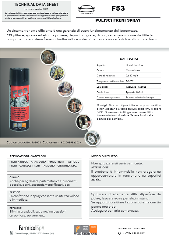 Bremsenreiniger Spray 400ml F53 FAREN
