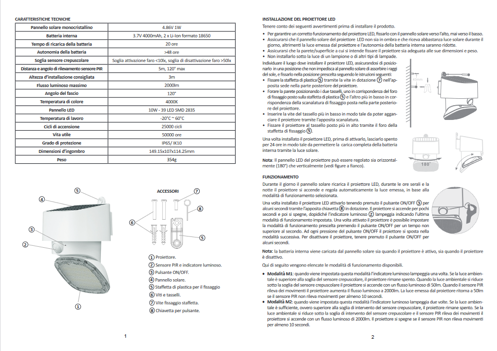 Multifunction/adjustable 2000lm LED solar floodlight - ALCAPOWER