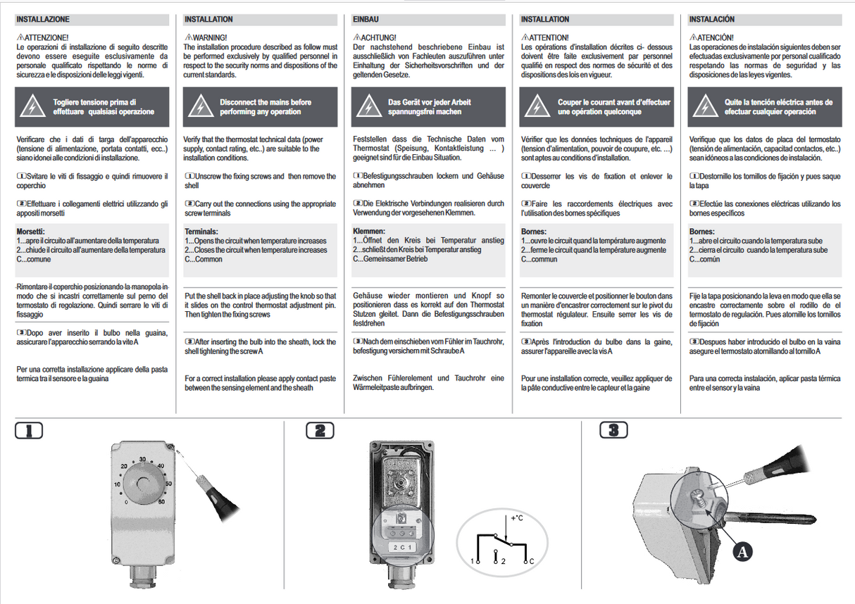 Immersion thermostat 0-90°C external regulation HB 7P1 E - 102070