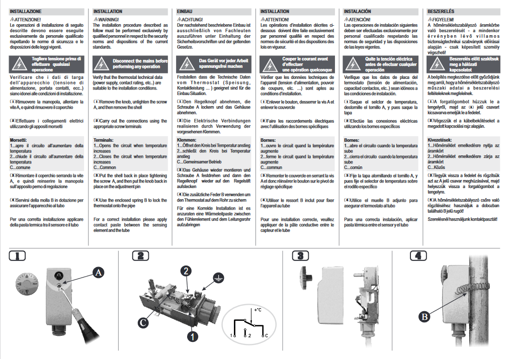 Contact thermostat 0-90°C external regulation HB 7A1 E - 102060